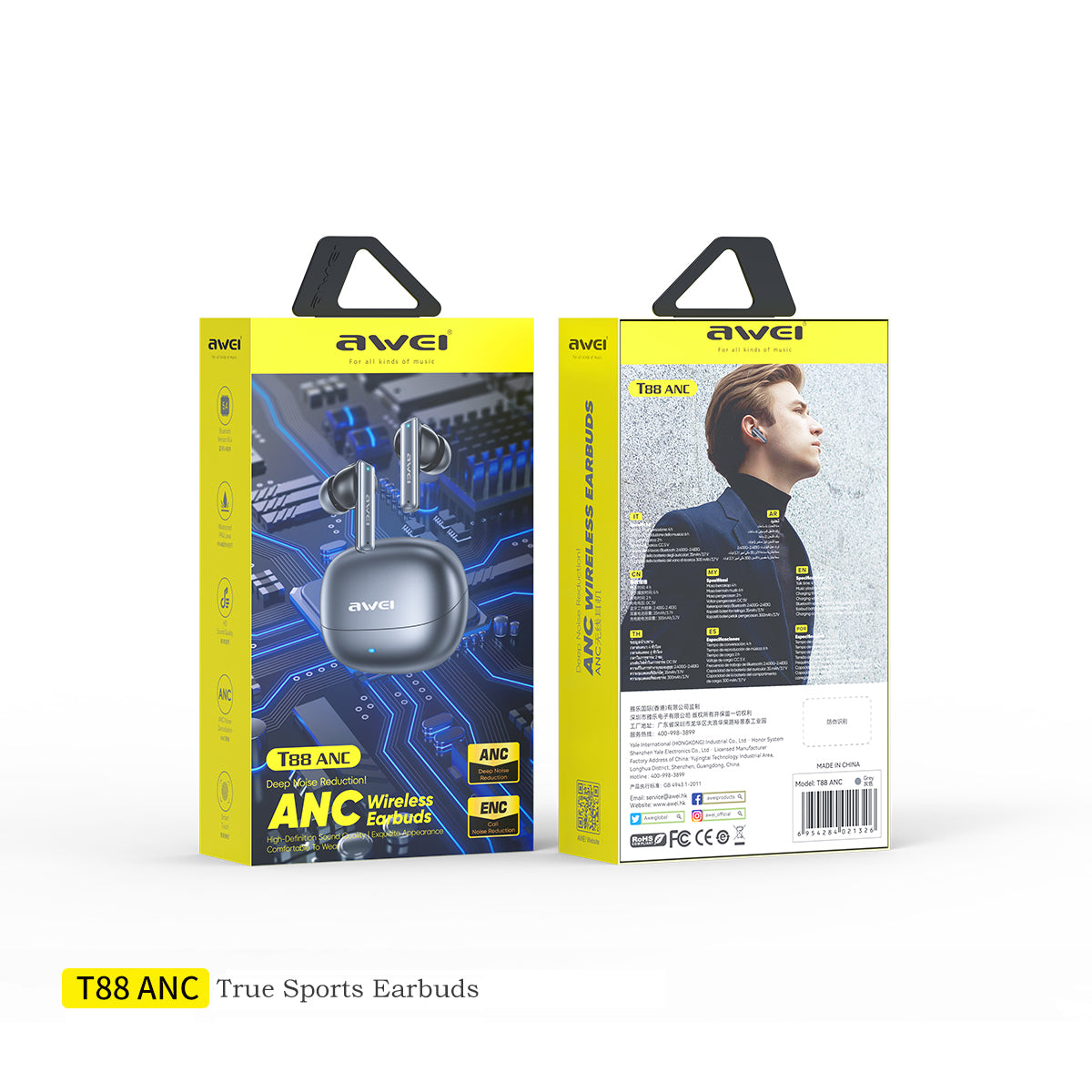 AWEI T88 ANC AI Headphones (AI Translation,ENC Dual Noise Cancellation