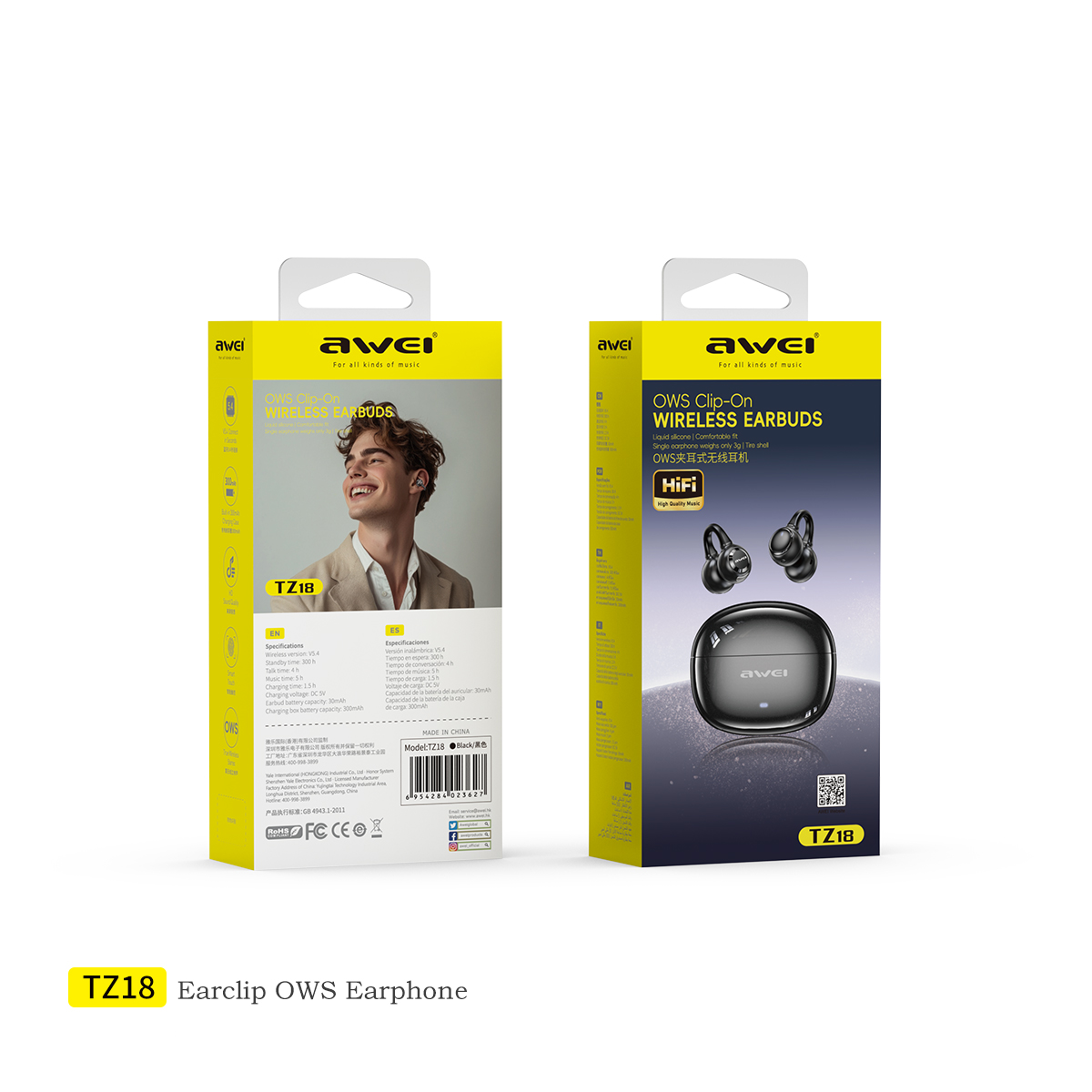AWEI TZ18 Open Ear Clip Bluetooth Headphones