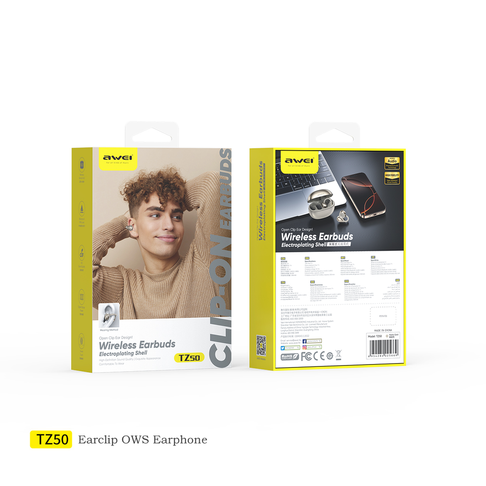 AWEI TZ50 Headphones (AI Open Ear,OWS,Comfort)